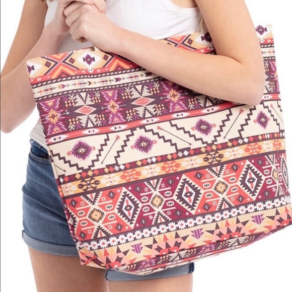 New! Sale 🎉 Aztec Print Handemade Canvas Heavy Duty Bag Tote - Picture 3 of 6